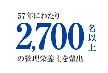 57年にわたり2,700名以上の管理栄養士を排出